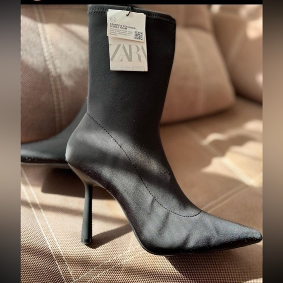 Zara heeled nylon ankle boots 3124/010 - Picture 1 of 16